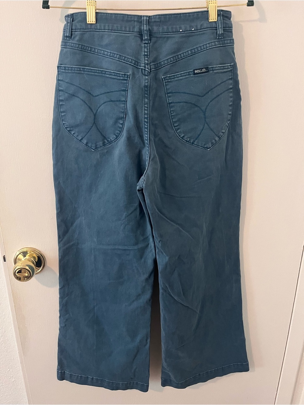 Rolla’s Sailor Jeans High Rise Wide Leg Teal Blue Jeans Retro Denim Size 29 - Picture 6 of 14